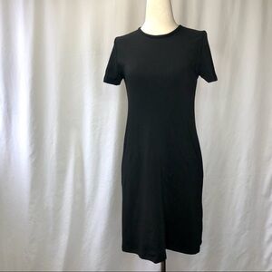 Banana Republic vintage black wool a-line dress short sleeve made in USA small